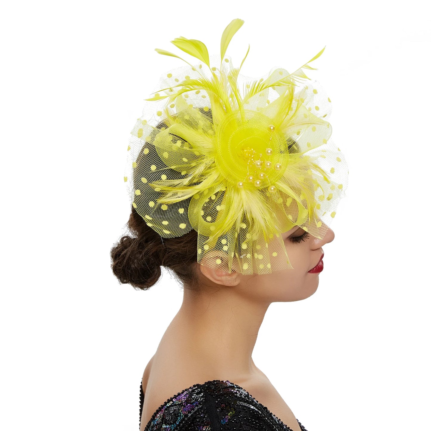 Vintage Feather Flower Fascinator Hat & Headband