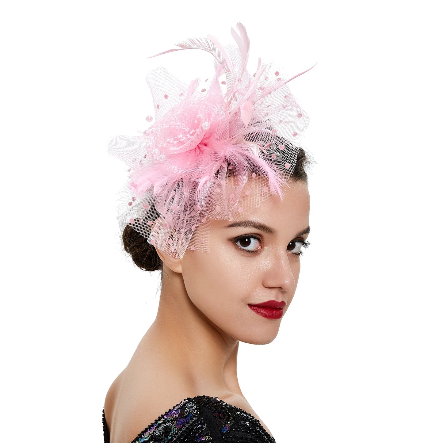 Vintage Feather Flower Fascinator Hat & Headband