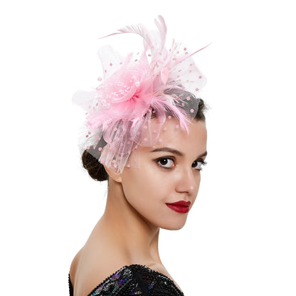 Vintage Feather Flower Fascinator Hat & Headband