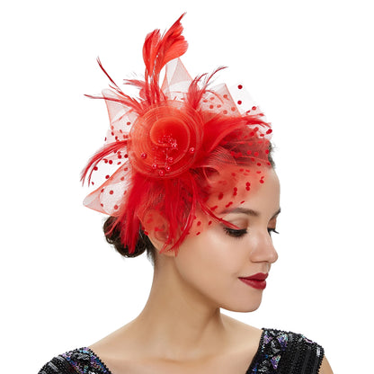 Vintage Feather Flower Fascinator Hat & Headband