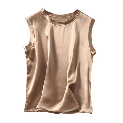 Women's Real Silk Satin Tank Tops Elegant Summer Vests Loran