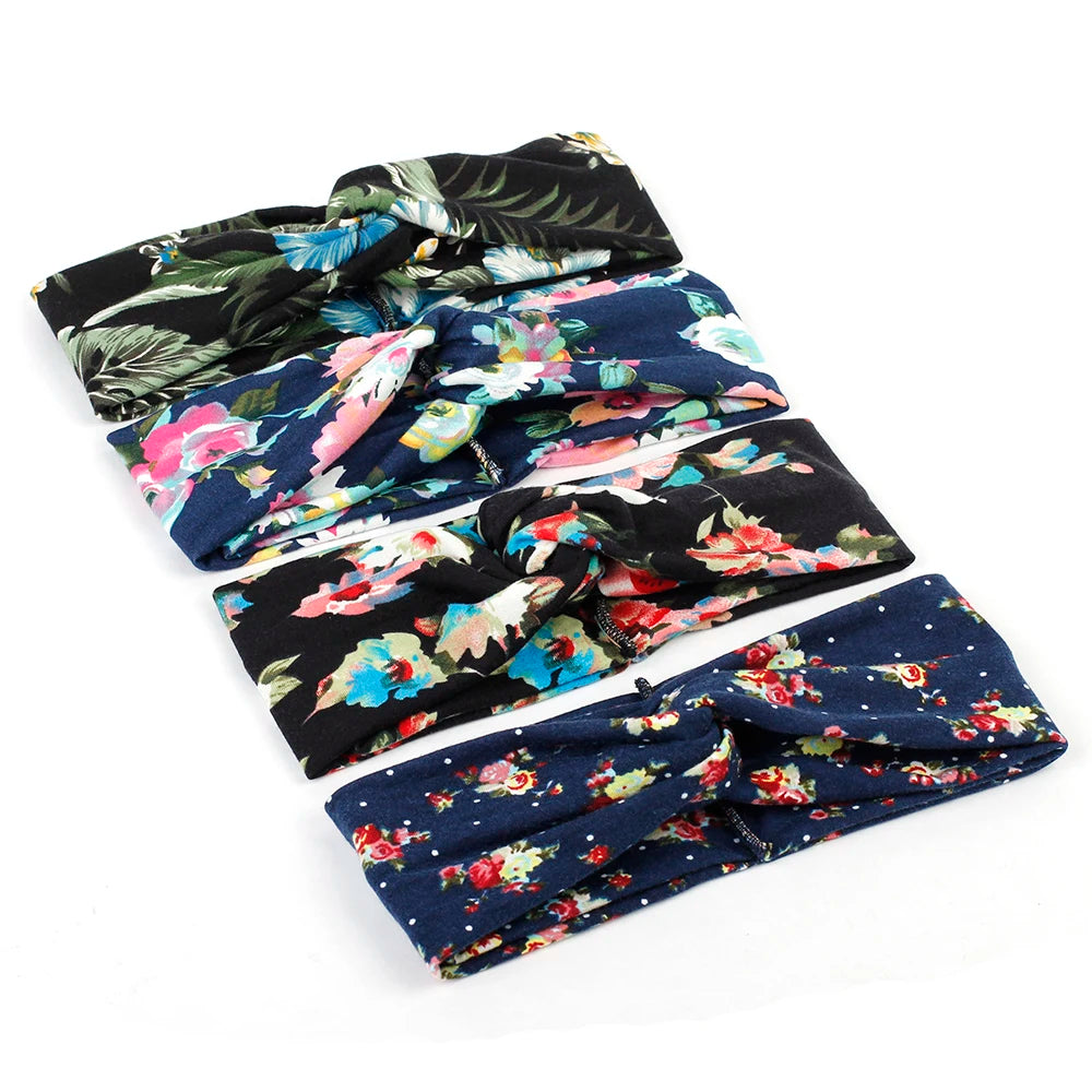 Floral Twisted Wide Stretch Summer Hairband