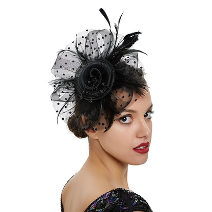 Vintage Feather Flower Fascinator Hat & Headband