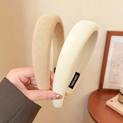 Solid Color Wide Sponge Headband for Women