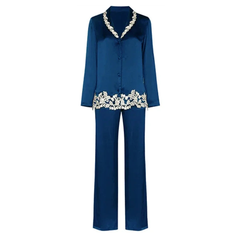 Women’s 2-Piece Mulberry Silk Pajama Set Silk Nightwear Loran