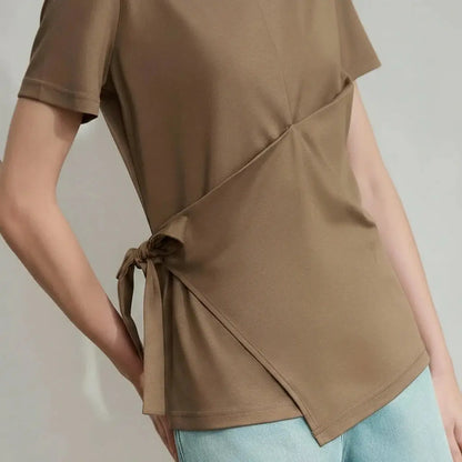 New Short Sleeve Pleated Cotton Top - Loran