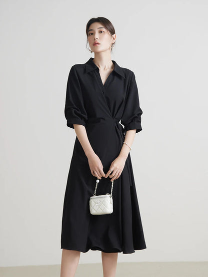 Wrap V-Neck A-Line Dress Half Sleeve Summer Maxi Loran