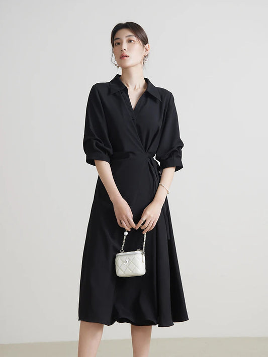 Wrap V-Neck A-Line Dress Half Sleeve Summer Maxi Loran