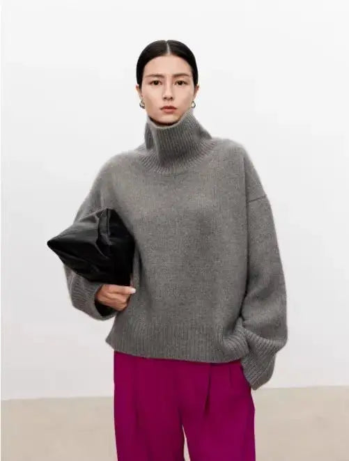 Luxurious Pure Cashmere Turtleneck Sweater - Loran
