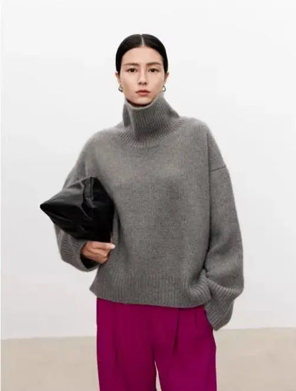 Luxurious Pure Cashmere Turtleneck Sweater - Loran
