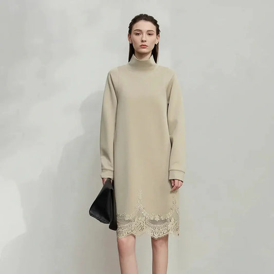 Turtleneck Knit Winter Dress for Women - Loran