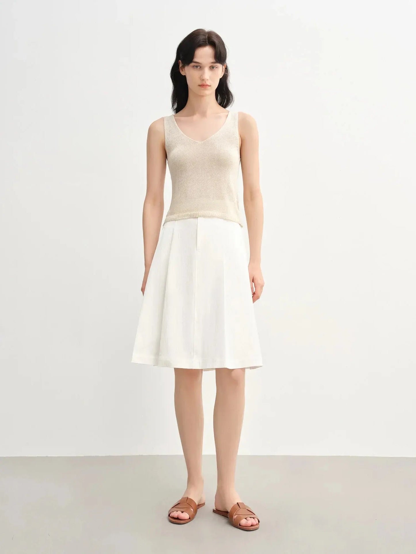 Chic French Style Pleated Mini Skirt - Loran