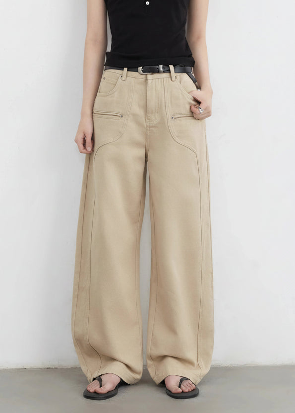 Split Wide Leg Jeans Loose Casual Denim Workwear