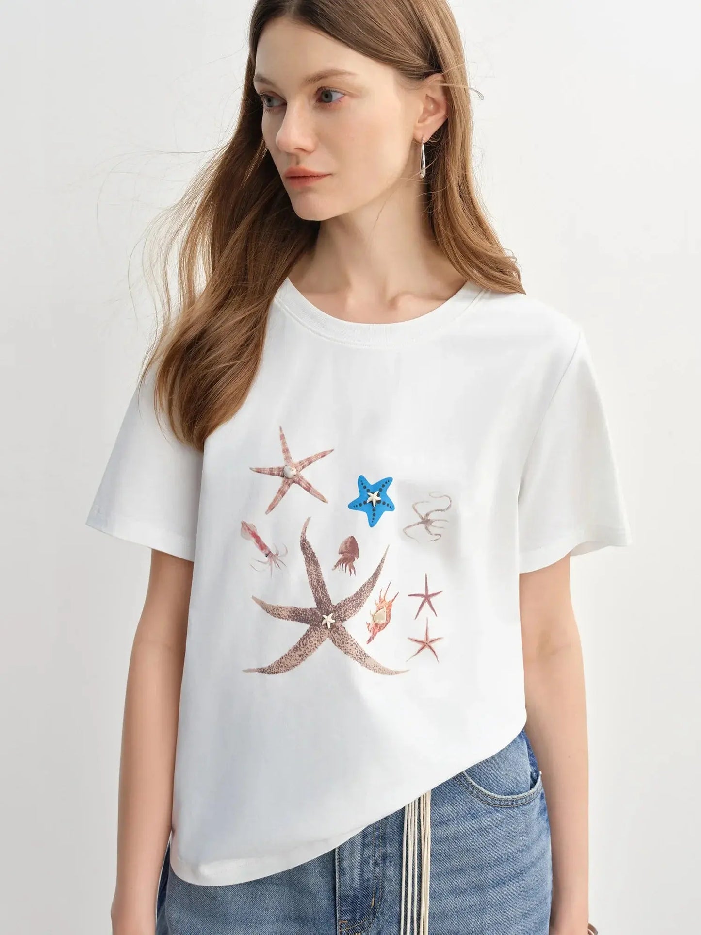 Women's Nautical Print Shell Tee Slim Fit LORAN STORE