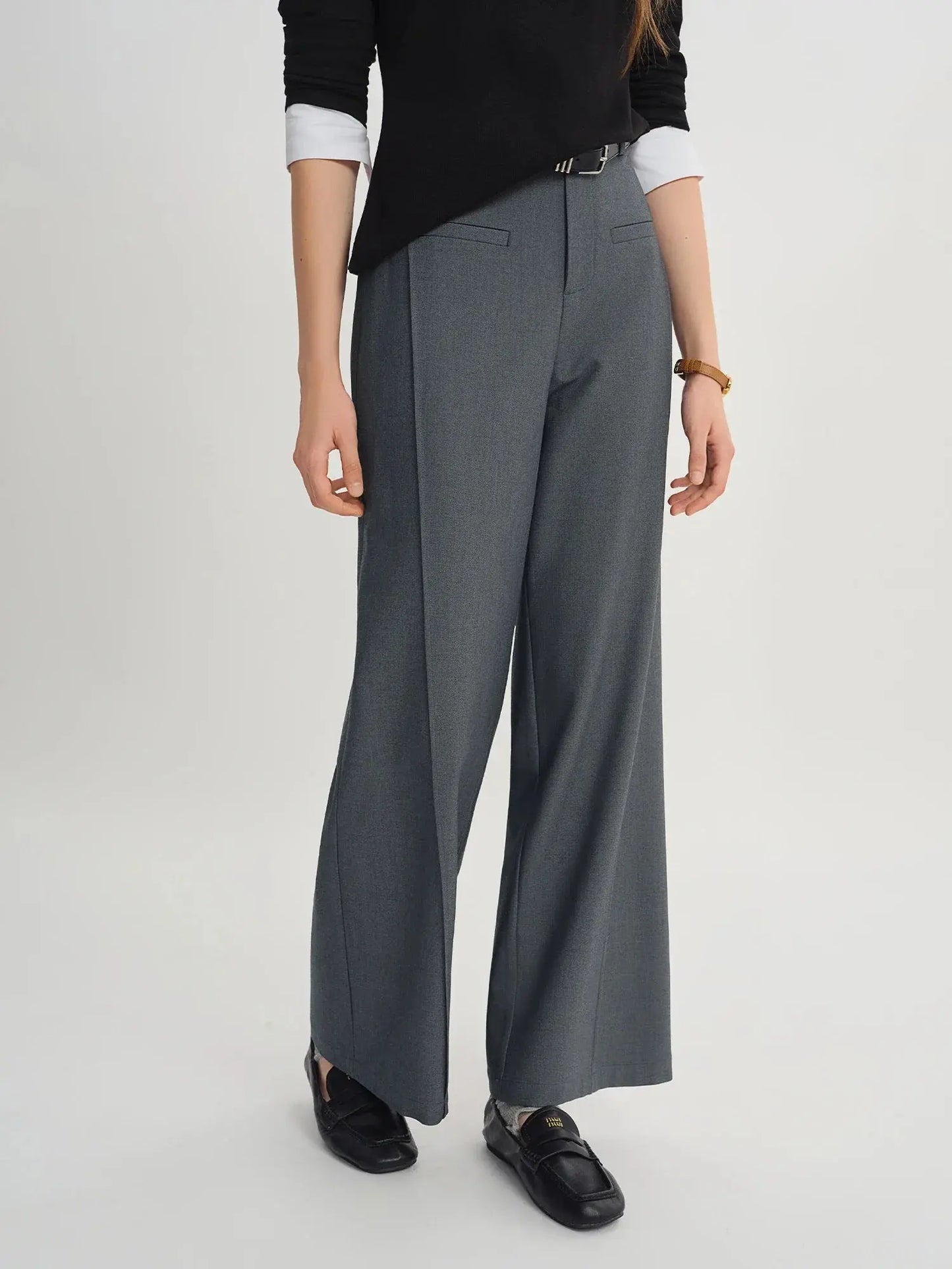 Relaxed Fit Office & Casual Pants with Structured Seam Details - Loran