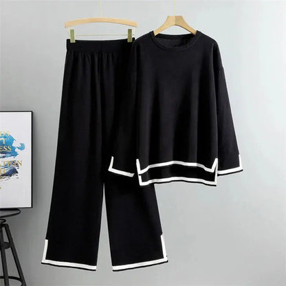 Long Sleeve Casual Knit Two-Piece Outfit - Loran