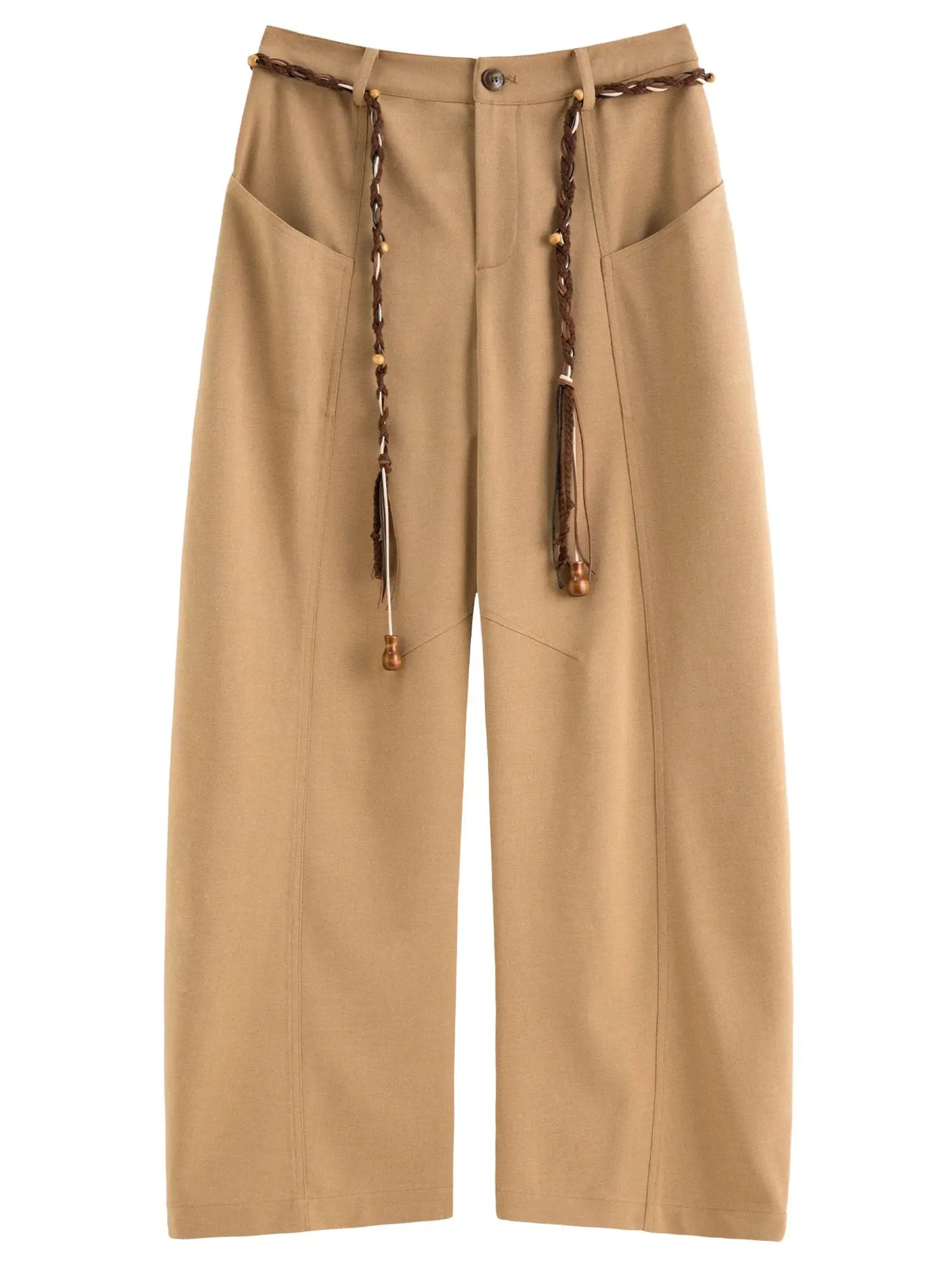 Curved Hem Wide-Leg Pants - Loran