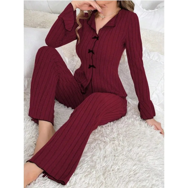 Women's Autumn Winter Long Pajama Set