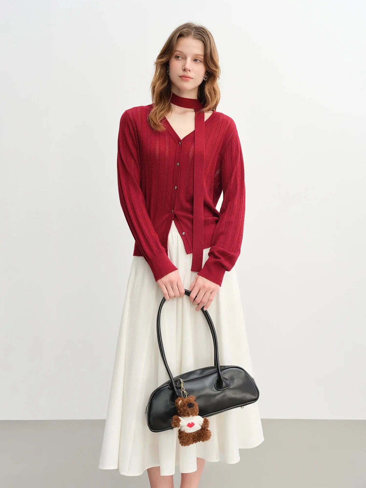 Detachable Bow & Lace Knit Cardigan for Women LORAN STORE
