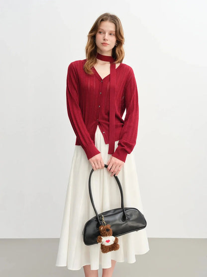 Detachable Bow & Lace Knit Cardigan for Women LORAN STORE