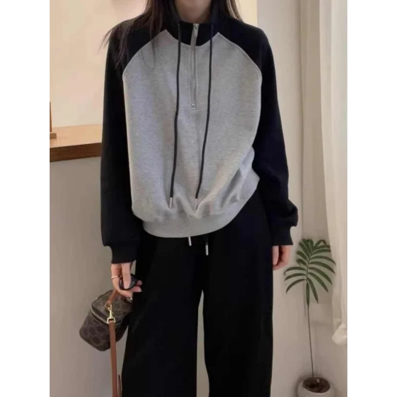 Women's Half-Zip Stand Collar Crop Sweatshirt