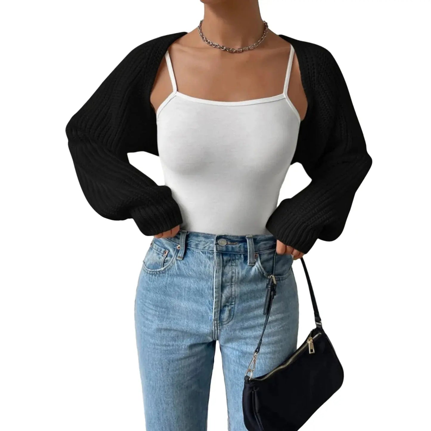 Women's Rib-Knit Cropped Cardigan Shrug - Loran