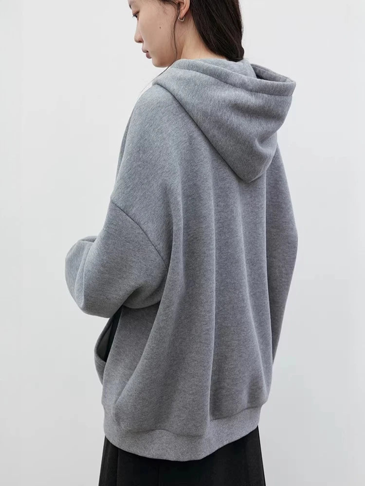 Plush Letter Hoodie Loose Autumn & Winter Sweatshirt