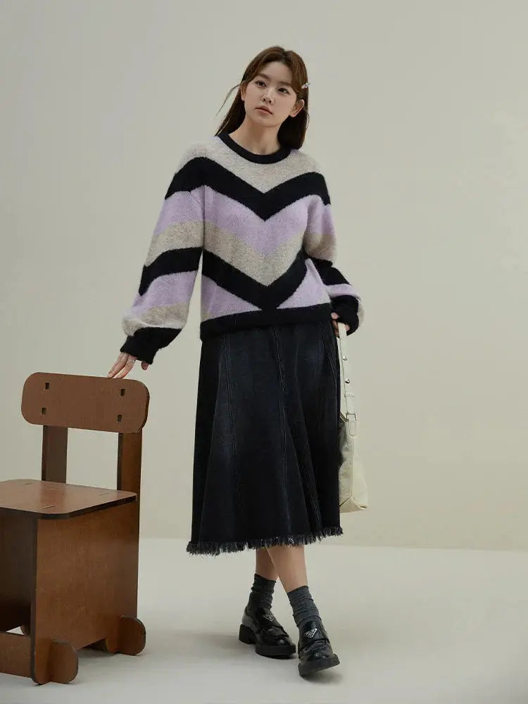Soft Knit Stripe Winter Sweater - Loran
