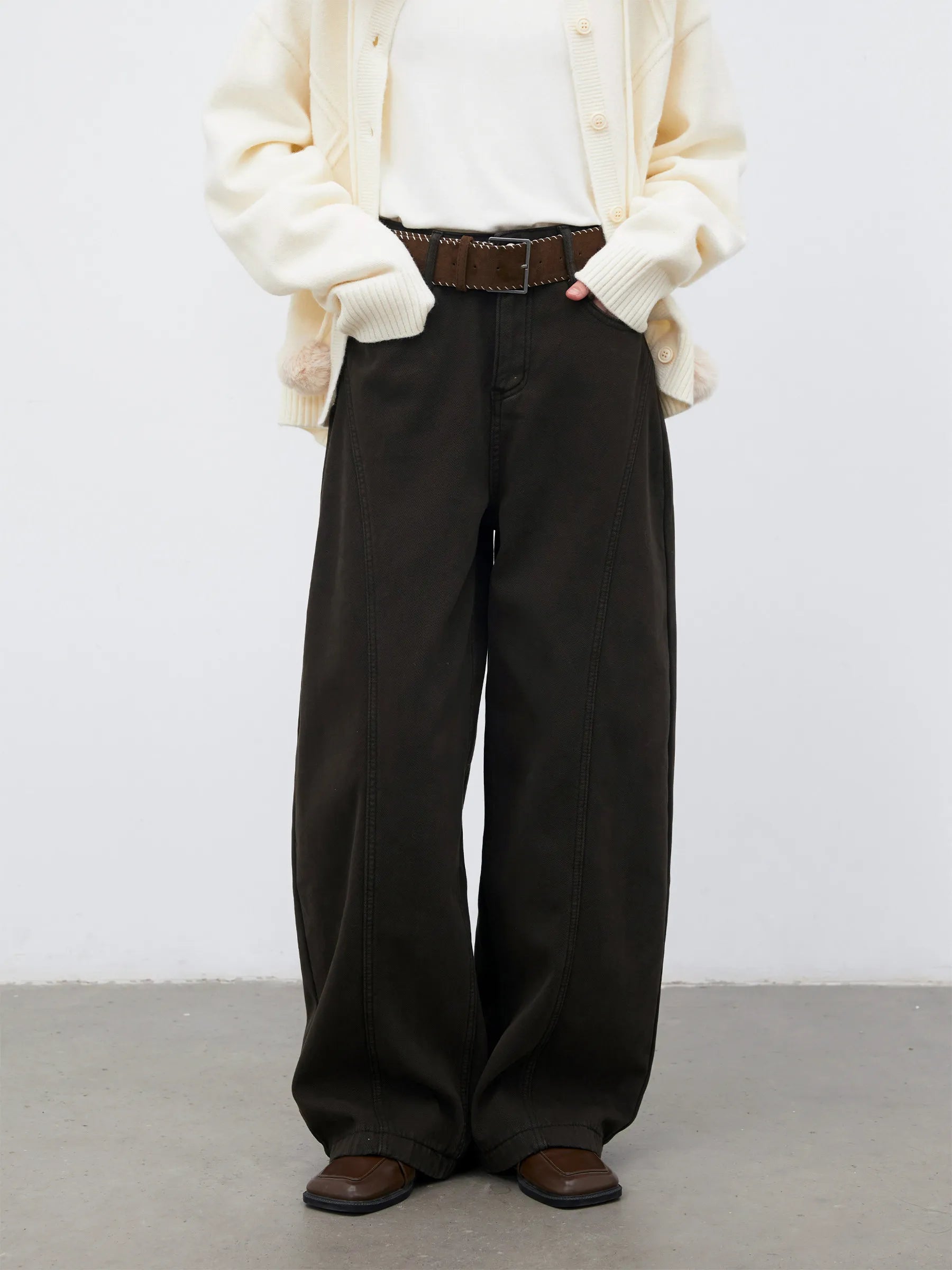High Waist Wide Leg Jeans Retro Loose Fit Denim Pants Loran