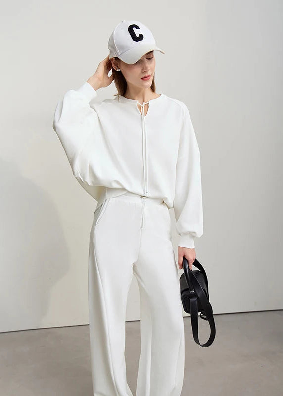 Amii Woman Sweatshirts 2026 Spring New Casual Cotton Collision Splicing Strap Women's Sweater Loose Long Sleeve Tops 12621029 Loran