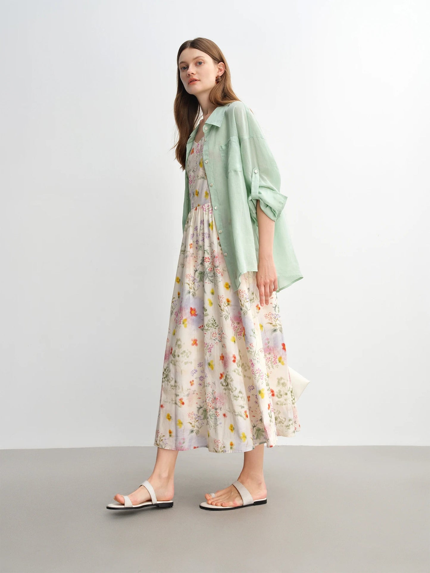 Floral Strappy Midi Dress Slimming Resort Style Loran