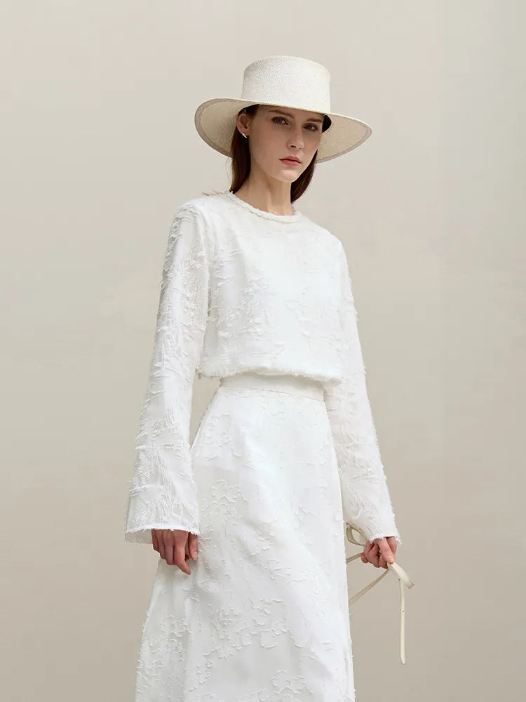 Amii Women's Blouse 2026 Spring New Round Neck Elegant Straight Chiffon Shirt Women's Commuter Long Sleeve Pullover Top 12611033 Loran