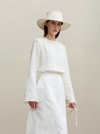 Amii Women's Blouse 2026 Spring New Round Neck Elegant Straight Chiffon Shirt Women's Commuter Long Sleeve Pullover Top 12611033 Loran