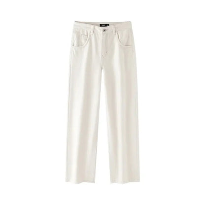 High Waist Fleece Lined Wide Leg Jeans Loran