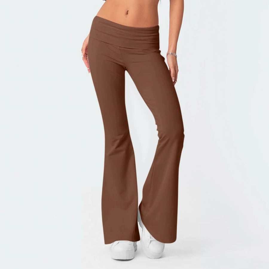 Solid Slim-Fit Flare Trousers