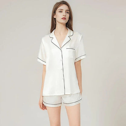 Real Mulberry Silk Pajama Set: Short Sleeve & Shorts Loran