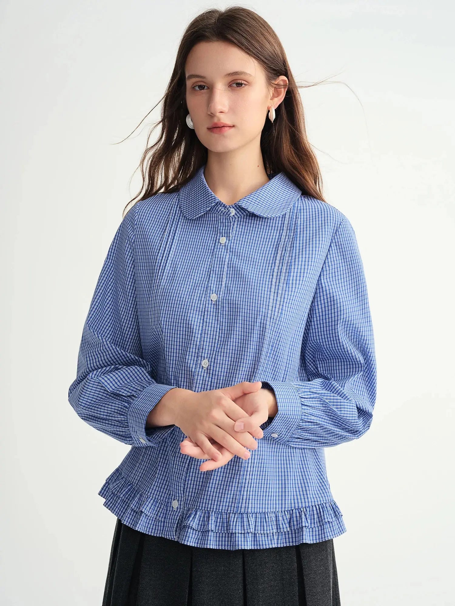 Cozy Plus-Size Winter Shirt Dress: Striped & Gathered - Loran