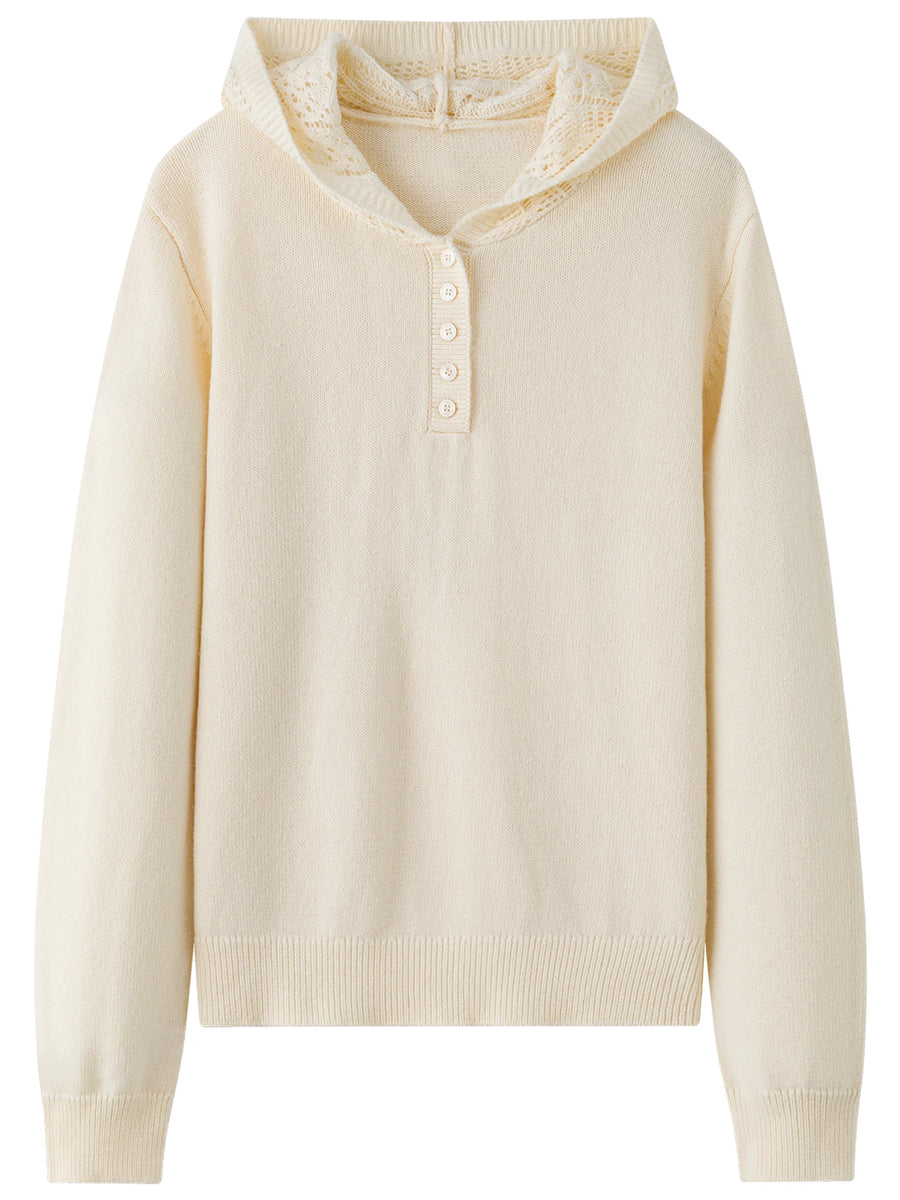 Textured Soft-Comfort Hooded Knit Sweater