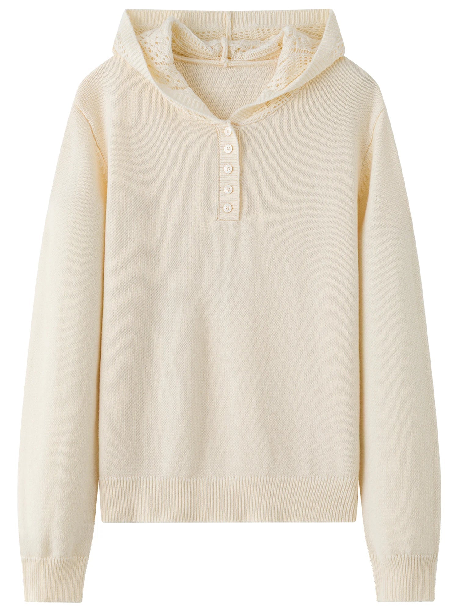Winter Openwork Hooded Sweater Elegant Knit Pullover Loran