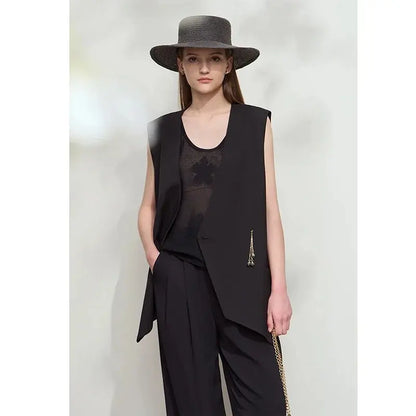 Women's Minimalist Sleeveless Mid-Length Vest - Loran