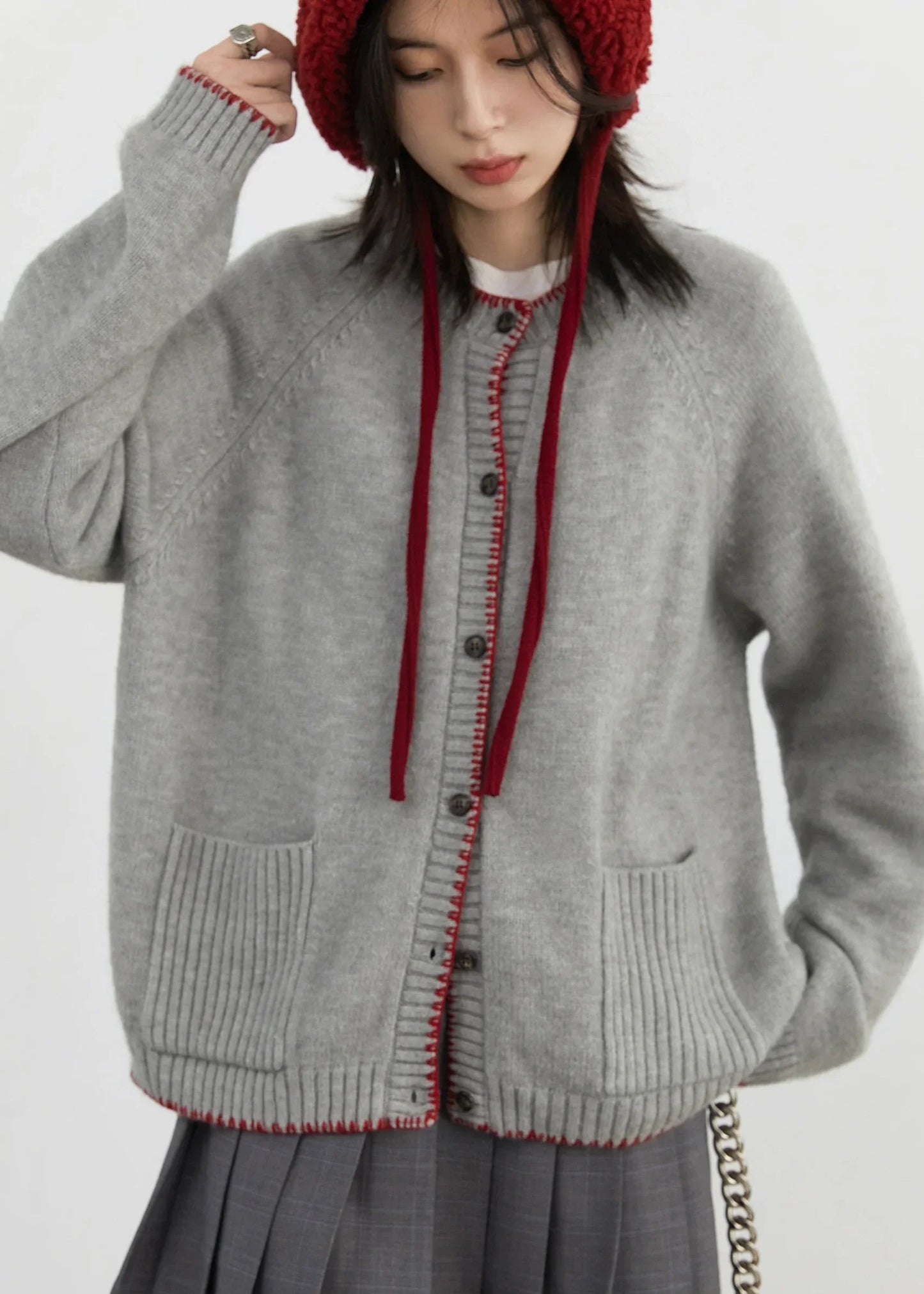 CHIC VEN Women Cardigan Loose Casual New Contrasting Color Knitted Sweaters Female Long Sleeved Jumpers Autumn Winter 2024 Loran
