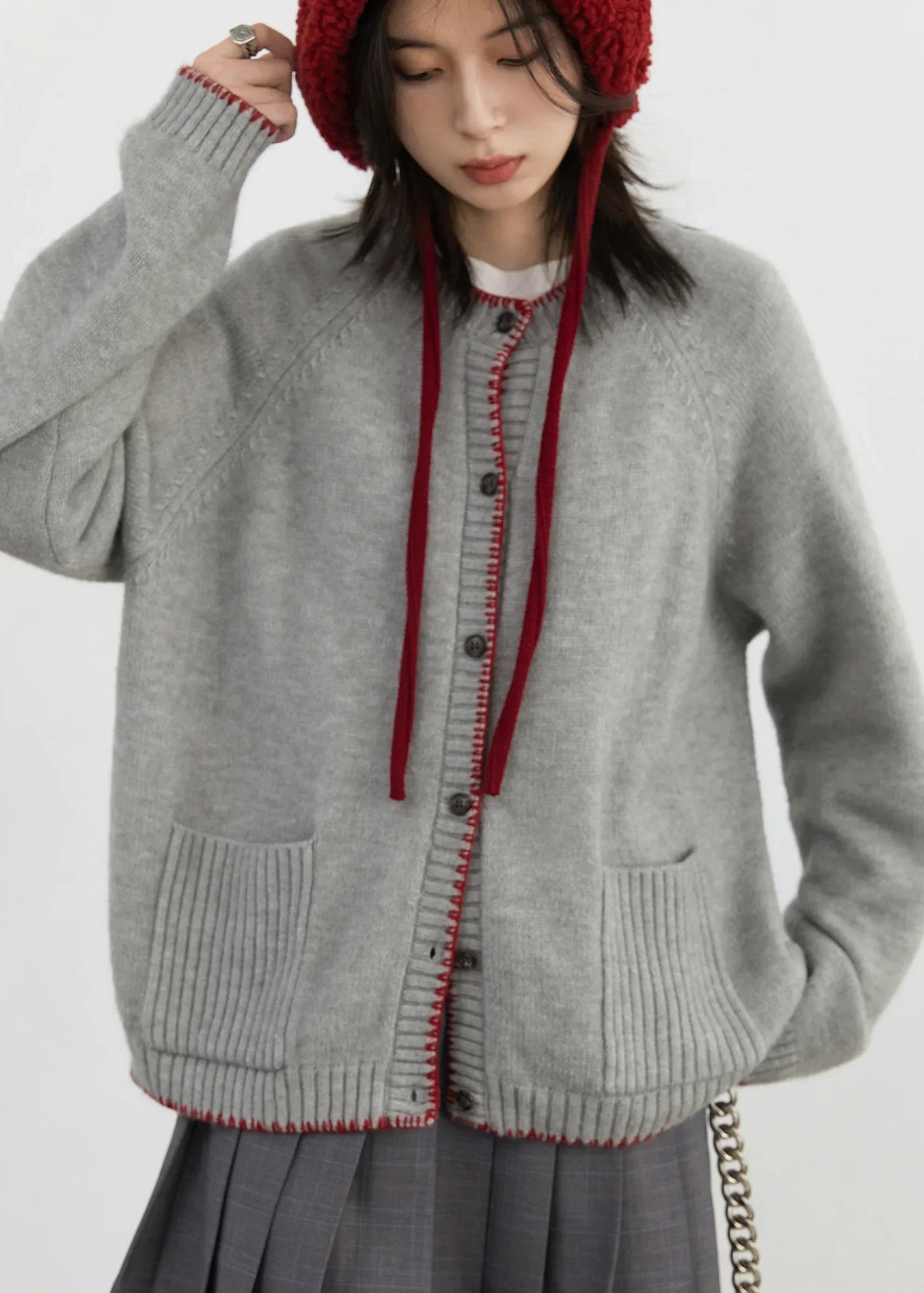 CHIC VEN Women Cardigan Loose Casual New Contrasting Color Knitted Sweaters Female Long Sleeved Jumpers Autumn Winter 2024 Loran
