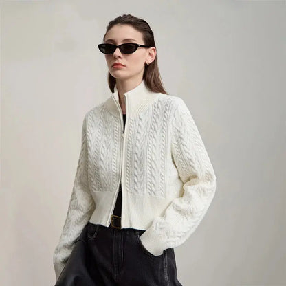 Minimalist High-Neck Zip Cardigan - Loran