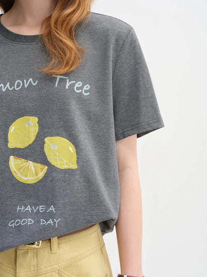Women’s Fruit Print Cotton T-Shirt | Loose Straight Fit - Loran