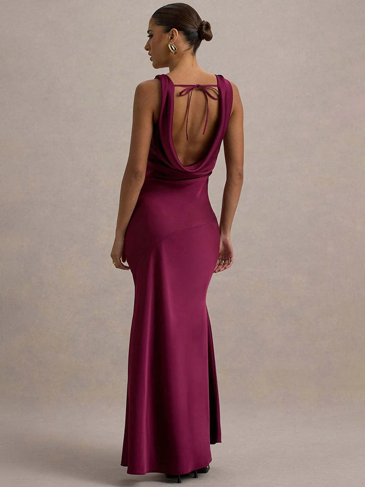 Sleeveless Lace-Up Backless Party Gown