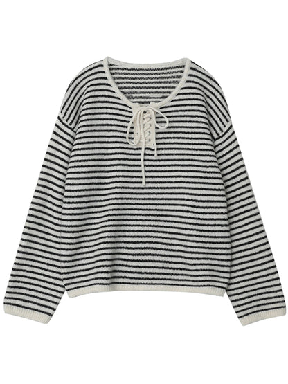 Retro Striped Pullover Loose Autumn & Winter Jumper Loran