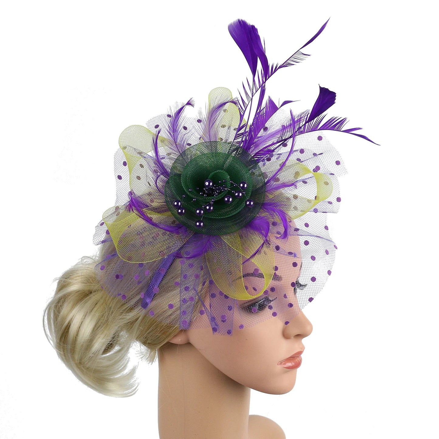 Vintage Feather Flower Fascinator Hat & Headband