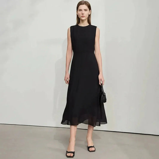 Women's Slim-Fit Round Neck Long Dress - Loran