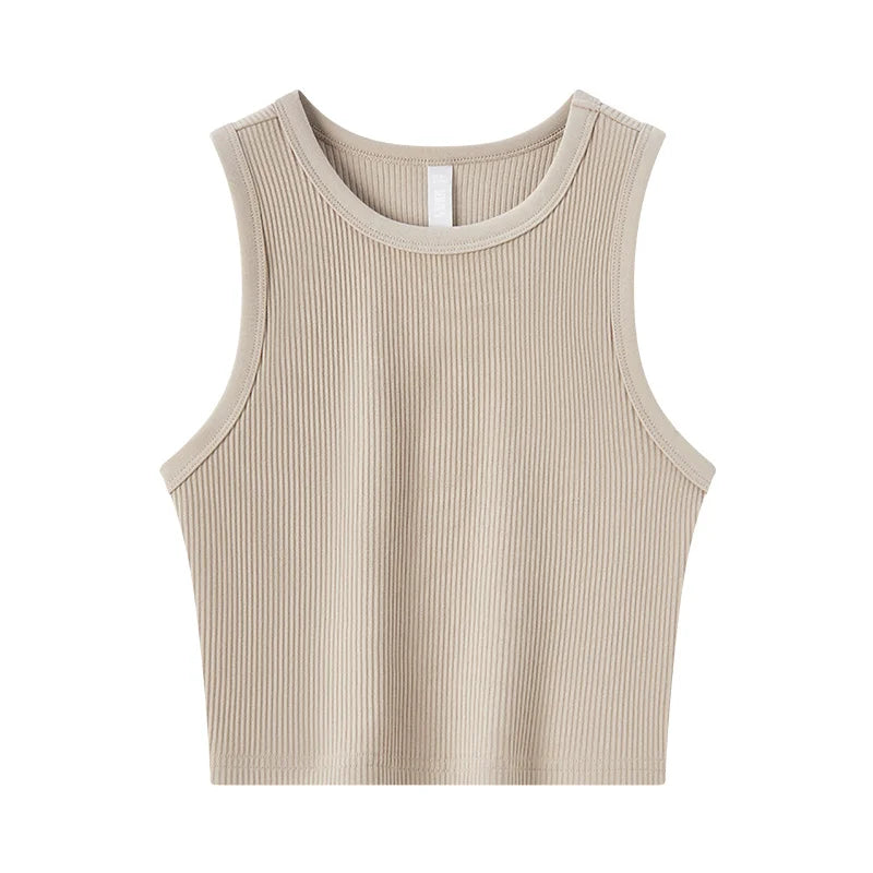 Semir Vest Women Short Style Skinny Round-neck Simple 2024 Spring New Solid Color Top Versatile Loran