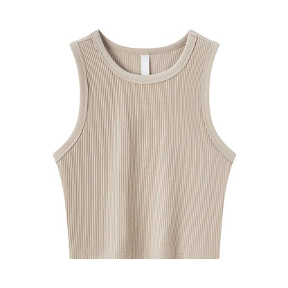 Semir Vest Women Short Style Skinny Round-neck Simple 2024 Spring New Solid Color Top Versatile Loran